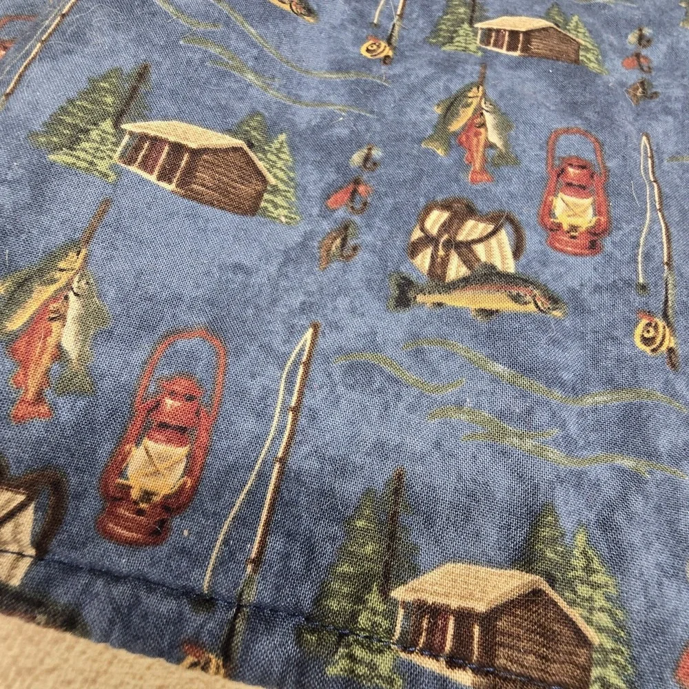 Vintage Handmade Quilted Table Runner Lodge Fishing Cabin‎ Moose Blue 11.5